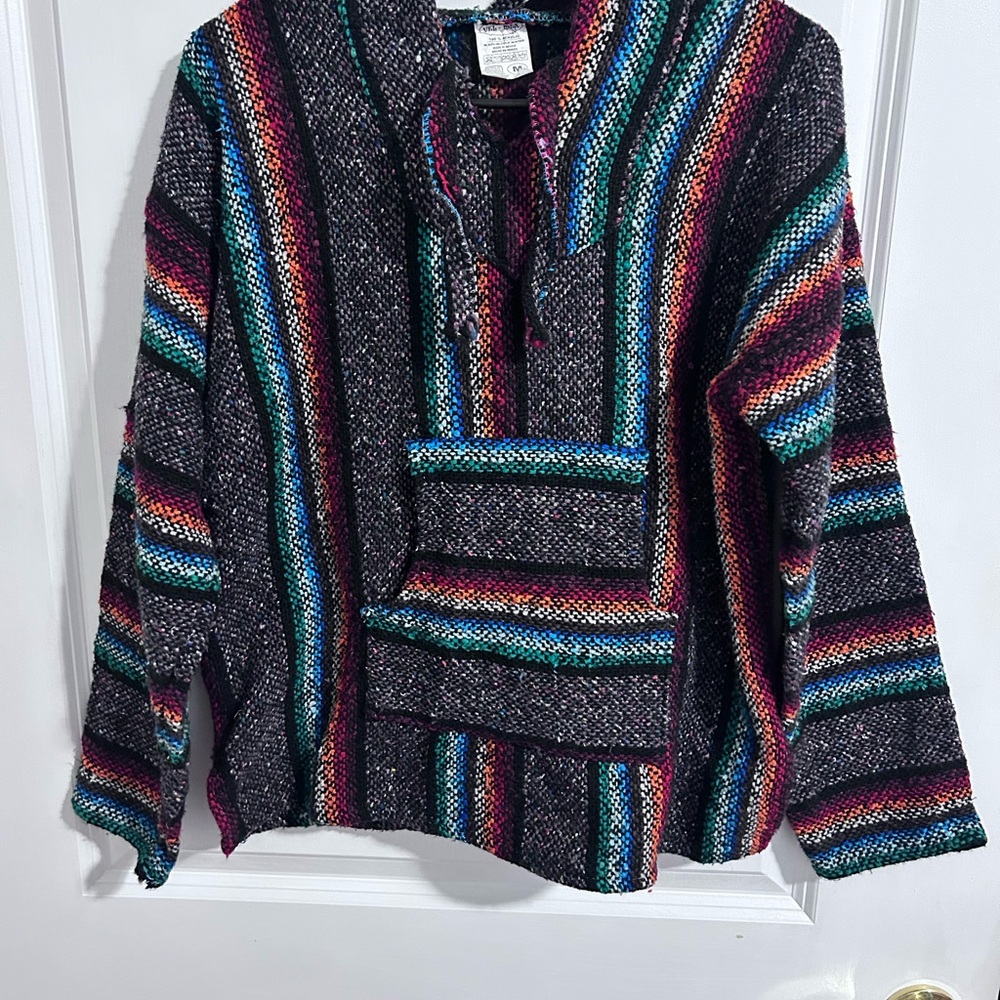Vintage Multicolor Striped Women's Cowl Neck Sweater